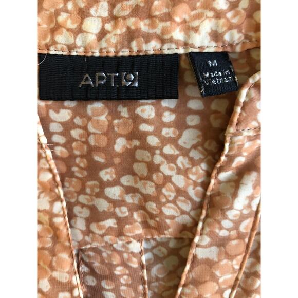 Womens Tunic Blouse Sz M Semi Sheer Peach Animal Print Camisole Roll Tab Sleeves - Picture 2 of 11